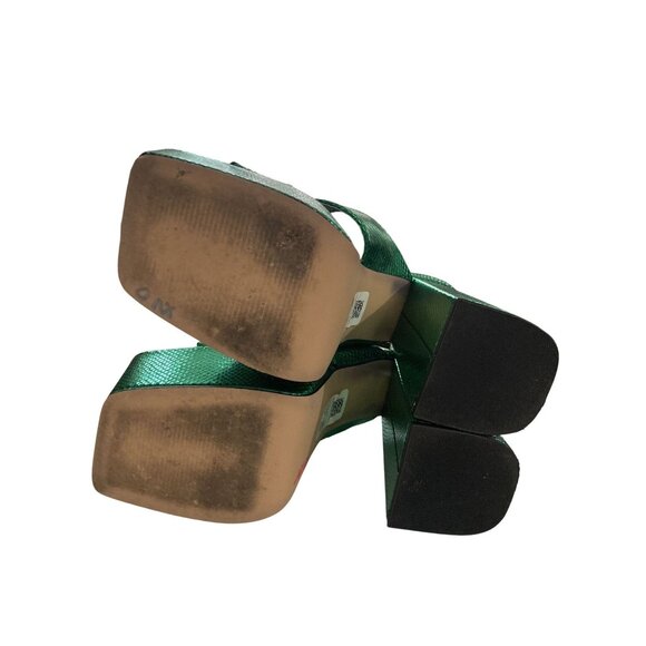 Topshop women's size 10 Green Snake-Effect Platform Heels  shoes - Picture 6 of 7